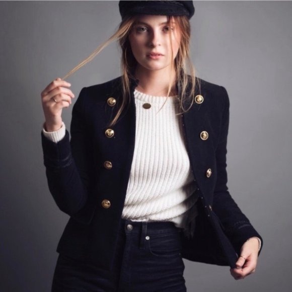 Zara Military Jacket Fitted Gold Button Blazer - Picture 7 of 10